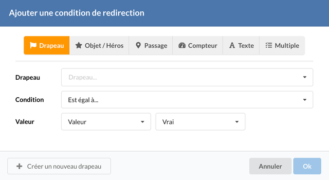 Modale d'ajout d'une condition.