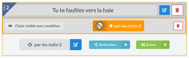 Exemple de choix avec une condition de visibilité.