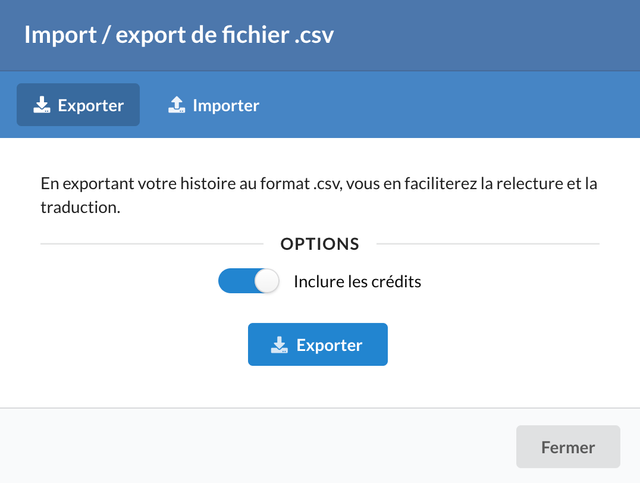 Export CSV.