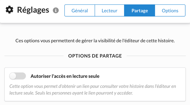 Partage de l'éditeur en lecture seule.