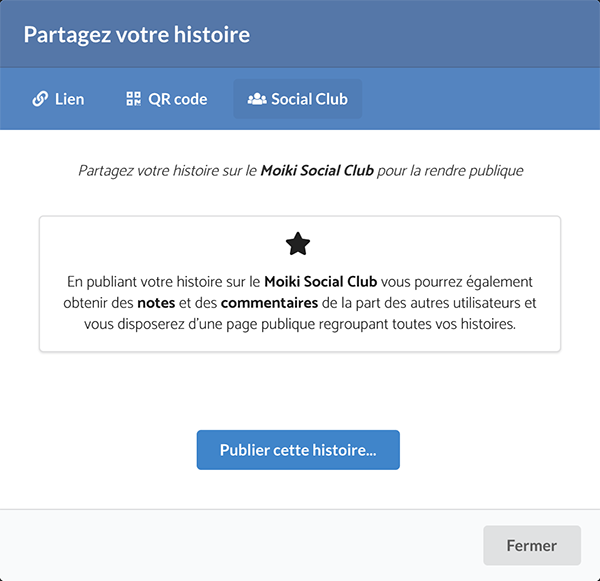 Popup de partage sur le Social Club.