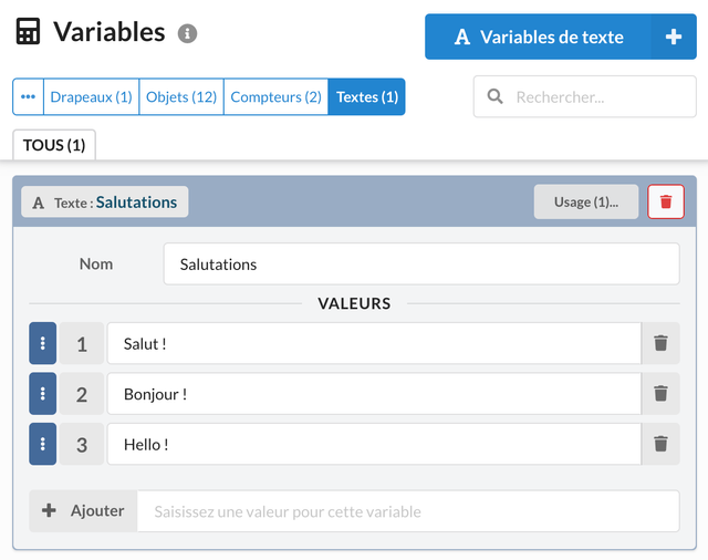 Creation of a text variable.