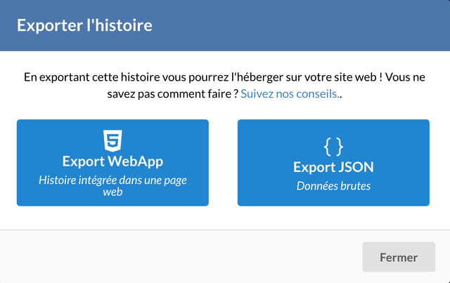 Export popup.
