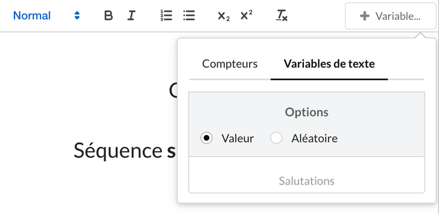 Adding a variable in a text.