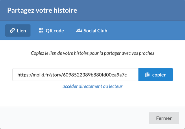 Popup de compartir.