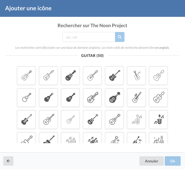 Ricerca di un'icona tramite The Noon Project.