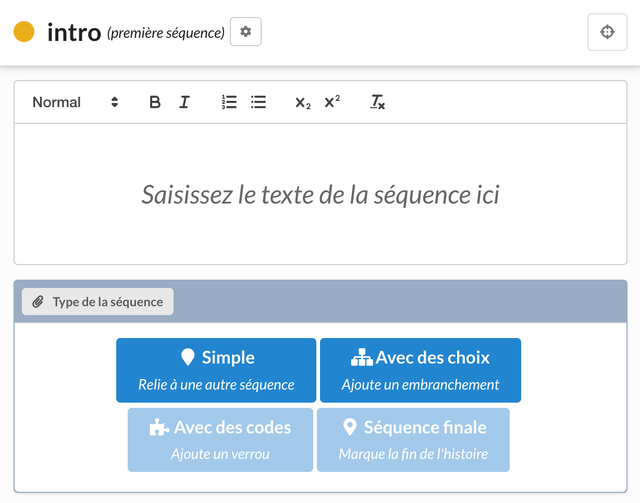 Esempio di sequenza appena creata.