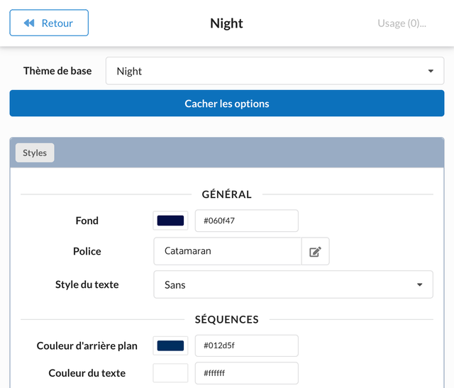 Anteprima dell'editor di temi.